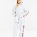 Alexis Wide Leg Sweatpants - Marl White