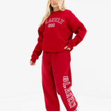 Alexis Wide Leg Sweatpants - Cherry Red