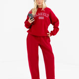Alexis Wide Leg Sweatpants - Cherry Red