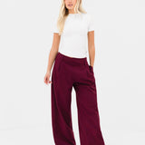 Kady Cross Over Trousers - Burgundy