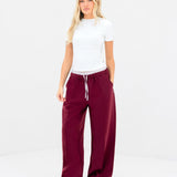 Alana Double Waist Trousers - Burgundy