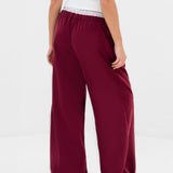 Alana Double Waist Trousers - Burgundy