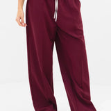 Alana Double Waist Trousers - Burgundy