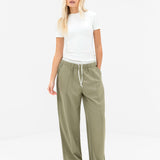 Alana Double Waist Trousers - Warm Olive