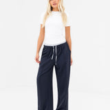 Alana Double Waist Trousers - Soft Navy
