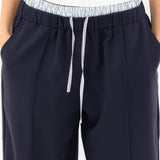 Alana Double Waist Trousers - Soft Navy