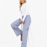 Noa Stripe Trousers - Navy Stripe