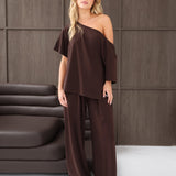 Cleo Wide Leg Trousers - Brown
