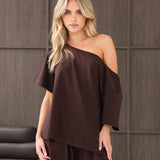 Cleo Off The Shoulder Top - Brown