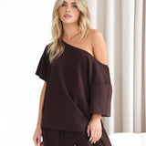 Cleo Off The Shoulder Top - Brown