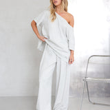Cleo Wide Leg Trousers - Marl Grey