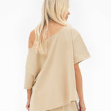 Cleo Off The Shoulder Top - Soft Tan