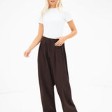 Cleo Wide Leg Trousers - Brown