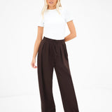 Cleo Wide Leg Trousers - Brown