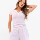 Avery Pointelle Top - Heart Print