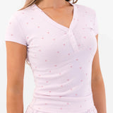 Avery Pointelle Top - Heart Print