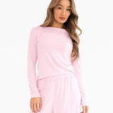 Rosie Pointelle Long Sleeve Top - Pale Pink