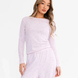 Avery Pointelle Long Sleeve Top - Heart Print