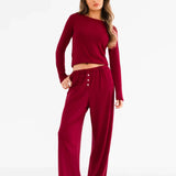 Rosie Pointelle Trousers - Soft Burgundy