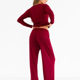 Rosie Pointelle Trousers - Soft Burgundy