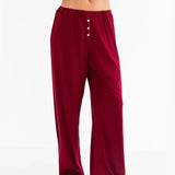 Rosie Pointelle Trousers - Soft Burgundy