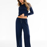 Rosie Pointelle Trousers - Light Navy