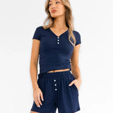 Rosie Pointelle Shorts - Light Navy