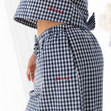 Lottie Gingham Trousers - Navy