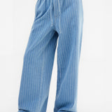 Tatum Pinstripe Jeans - Mid Blue