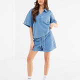 Tatum Denim Shorts - Mid Blue