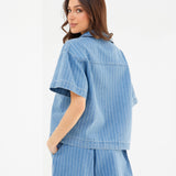 Tatum Denim Rugby Shirt - Mid Blue