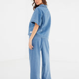 Tatum Denim Rugby Shirt - Mid Blue