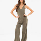 Nellie Wide Leg Trousers - Moss Green