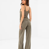 Nellie Wide Leg Trousers - Moss Green