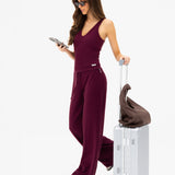 Nellie Wide Leg Trousers - Rich Burgundy