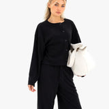 Alma Button Up Cardigan - Black