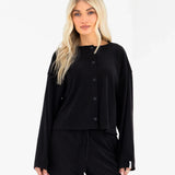 Alma Button Up Cardigan - Black