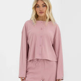 Alma Button Up Cardigan - Dusky Pink