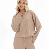 Alma Button Up Cardigan - Tan