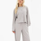 Alma Wide Leg Trousers - Light Grey