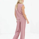 Alma Wide Leg Trousers - Dusky Pink