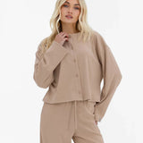 Alma Wide Leg Trousers - Tan