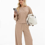 Alma Wide Leg Trousers - Tan