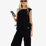 Alma Tie Up Vest - Black