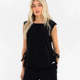 Alma Tie Up Vest - Black