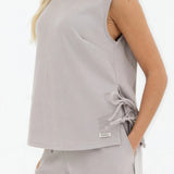 Alma Tie Up Vest - Light Grey