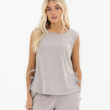 Alma Tie Up Vest - Light Grey