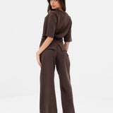 Emmy Wide Leg Trousers - Mocha Brown