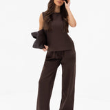 Emmy Wide Leg Trousers - Mocha Brown