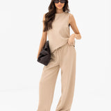 Emmy Wide Leg Trousers - Light Tan